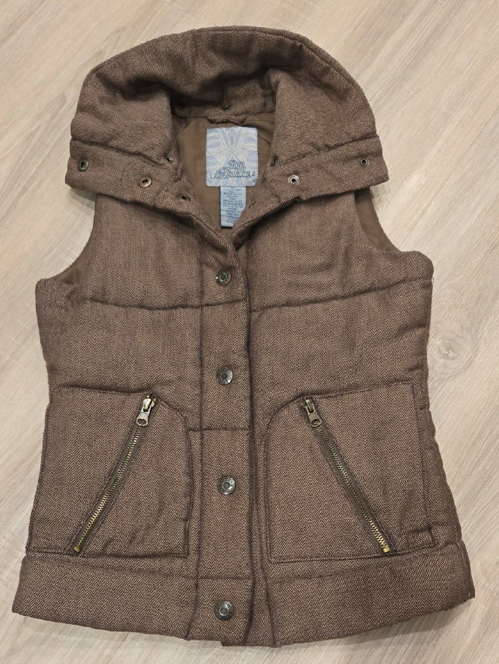 BB Dakota Brown Quilted Hooded Vest